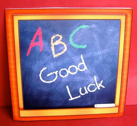 Good Luck Blackboard Cut and Fold Quick Card by Christine Pagan