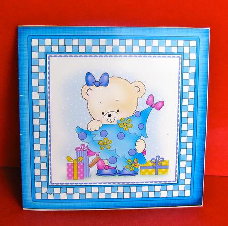 Cute Hunney Bear Rosie has a Christmas Tree - Cut and Fold Quick Card  by Christine Pagan