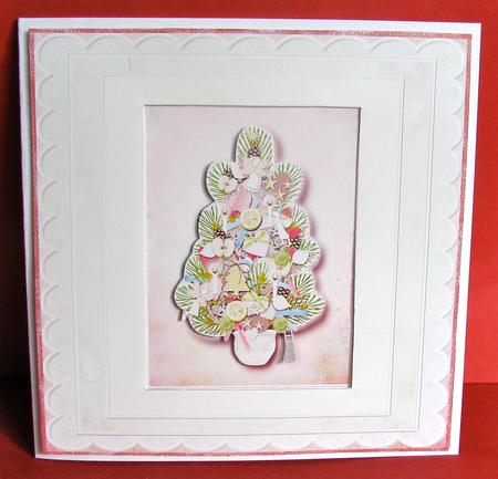 New Year Tree Card Front with Decoupage by Christine Pagan