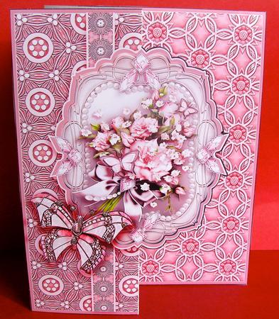 Vintage Pink Roses Bouquet Fold Back Birthday Card by Christine Pagan