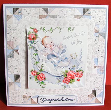 Sweet Bundle of Joy - Baby Boy Wavy Corner Stacker by Christine Pagan