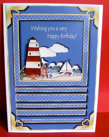 Light House Birthday Card Topper by Christine Pagan