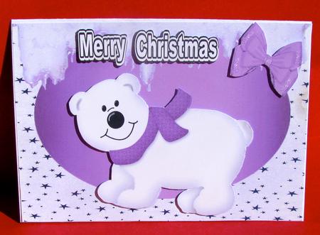 Little White Bear in Purple Scarf by Christine Pagan