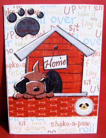 In the Doghouse Decoupage Card Front by Christine Pagan