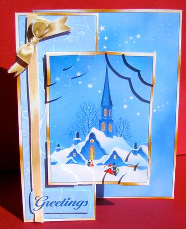 Christmas Church & Stars - Foldback Double Corner Stacker by Christine Pagan