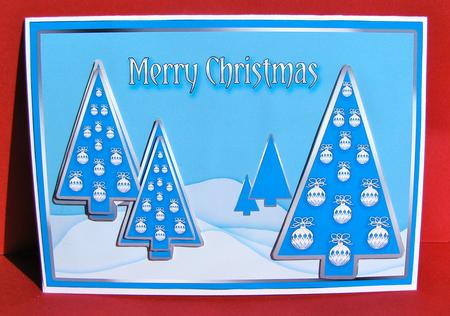 Blue Contemporary Christmas Trees Decoupage by Christine Pagan