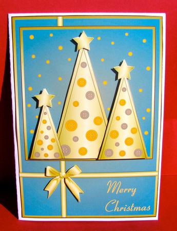 Button Christmas Trees Decoupage Light Blue by Christine Pagan