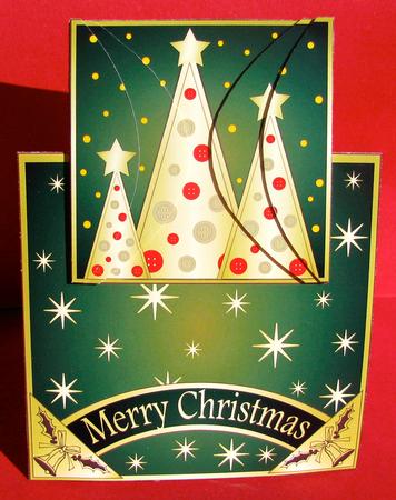 Buttons Christmas Trees Vertical Fold Back Green by Christine Pagan