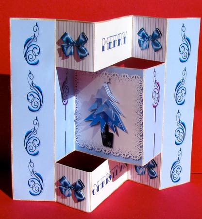 Blue Christmas Tri-fold Shutter Card by Christine Pagan
