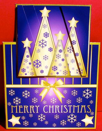 Snowflakes Christmas Trees Vertical Fold Back Purple by Christine Pagan
