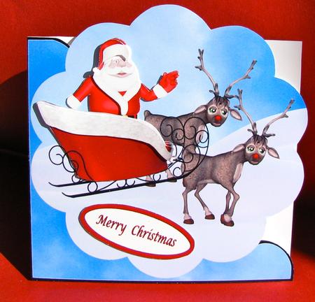 Santa & Reindeers Shaped Card by Christine Pagan