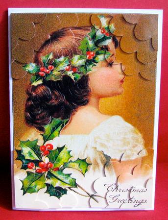 Christmas Holly - Vintage - Shell Corners by Christine Pagan