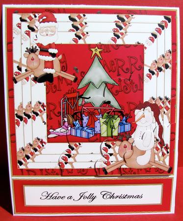 Wavy Corner Stack Santa Reindeer Easel by Christine Pagan