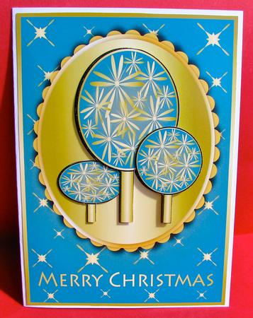 Modern Christmas Trees Decoupage Blue by Christine Pagan