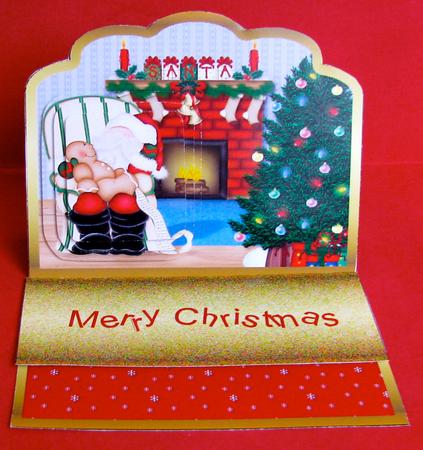 Santa Looks Quite Worn Out, Easel Card by Christine Pagan