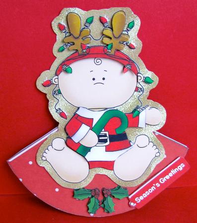 Decorated Baby Christmas Wobble Card by Christine Pagan