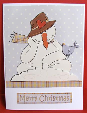Thoughtful Snowman Male Christmas Card by Christine Pagan