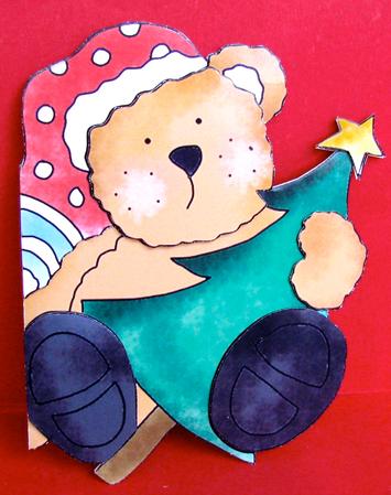 Christmas Teddy Shaped Card by Christine Pagan