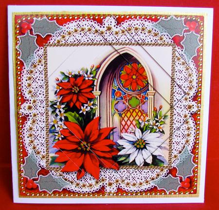 Poinsettia Window 5inch Triangle Edge Spiral Stacker by Christine Pagan