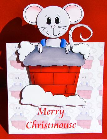Chimney Christmouse with Decoupage by Christine Pagan
