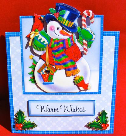 Happy Holidays Snowman - Over the Edge Card by Christine Pagan