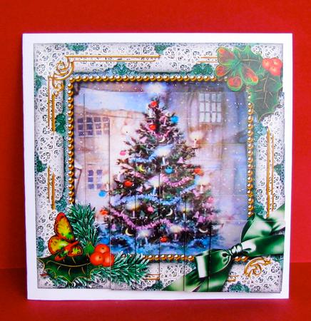 How Tree Looks Holly 5in Square One Corner Stacker by Christine Pagan