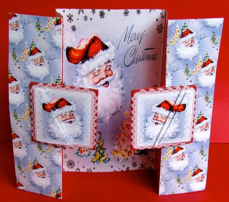 Old St Nick Double Fold Back Card by Christine Pagan