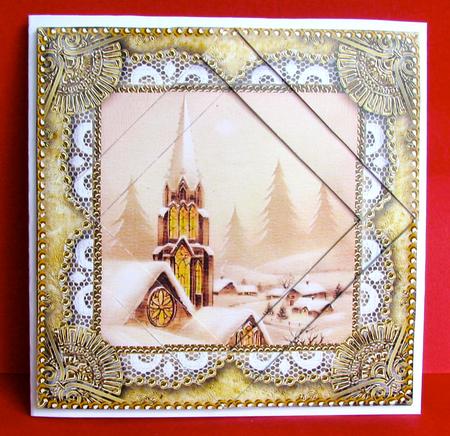 Christmas Snow Steeple 5inch Triangle Edge Spiral Stacker by Christine Pagan