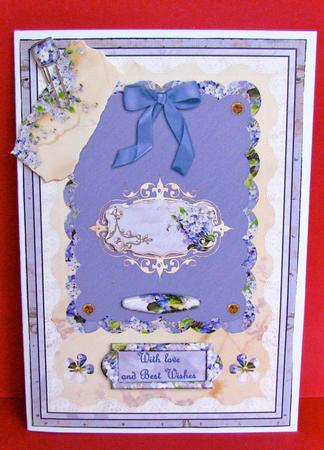 Blue & Cream Floral Vintage Quick Card by Christine Pagan