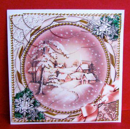 Snowy Town 5inch Top and Bottom Rounded Scallop Stacker by Christine Pagan