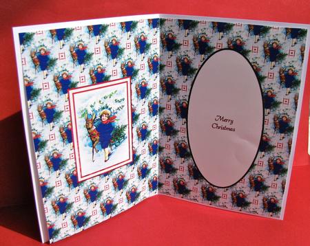 Vintage Christmas Boy with Reindeer Insert by Christine Pagan