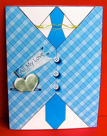 Vest & Tie Card in Teal by Christine Pagan