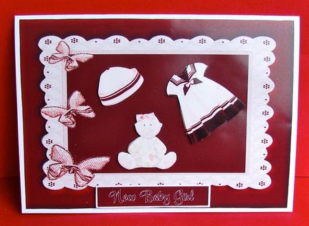 Baby Girl Card Front with Decoupage by Christine Pagan