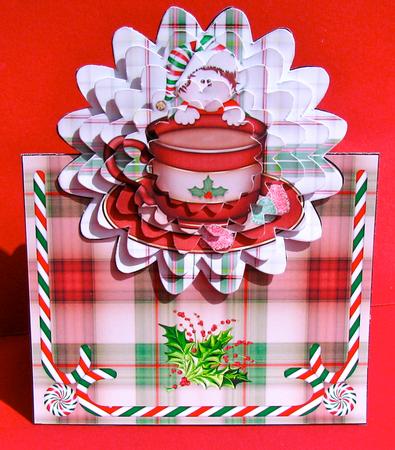 Little Teacup Elf Over the Edge Pyramid Card by Christine Pagan