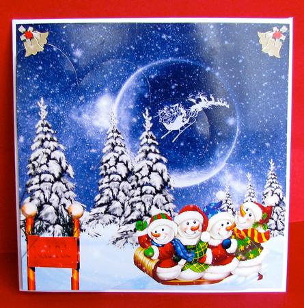North Pole Snowmen Fan Pyramage Card by Christine Pagan