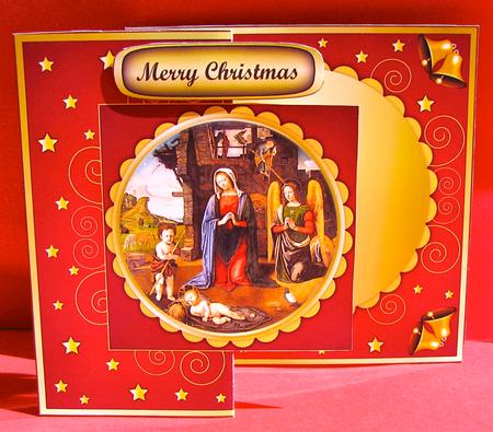 Nativity Fold Back in Burgundy by Christine Pagan