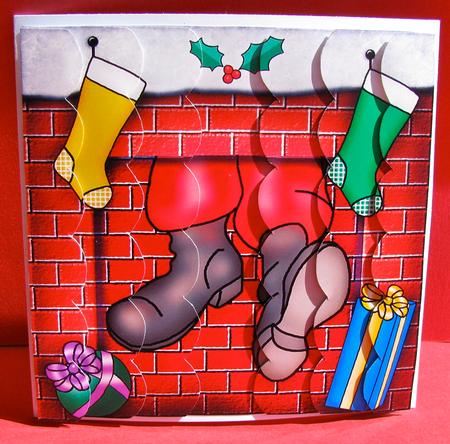 Santa Got Stuck Scallop Edge Side Stacker by Christine Pagan