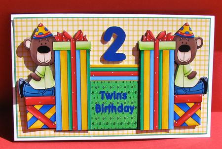 Twin Boy Birthday Bears by Christine Pagan