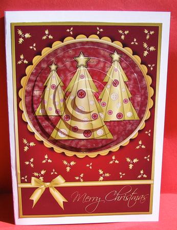 Buttons Christmas Trees Ii Pyramid Burgundy by Christine Pagan