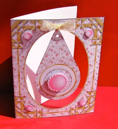 Hanging Tear Drop Card - Rose Buds by Christine Pagan