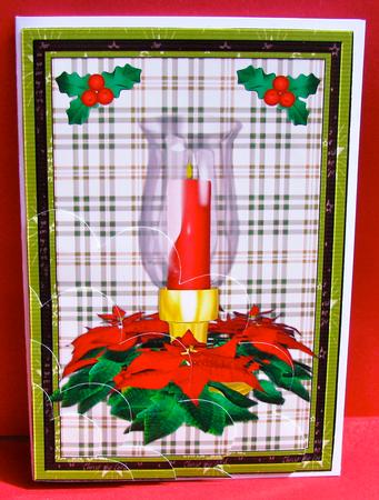 Christmas Candle and Pointsettia Petal Corner Stacker by Christine Pagan