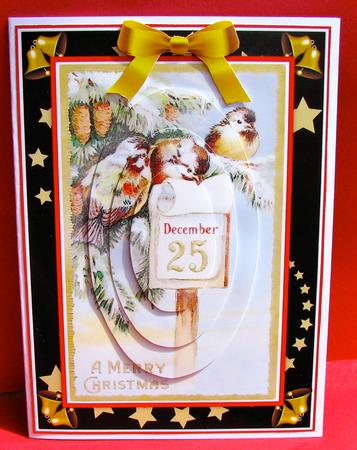 Vintage Christmas Birds on Post (black) by Christine Pagan