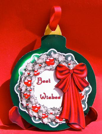 Bauble Shaped Plate Card with Wreath Decoupage 2 by Christine Pagan