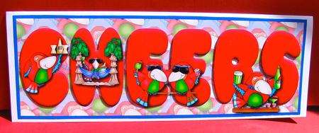 Partying Parrots Cheers Large Dl Card Front with Decouapge by Christine Pagan