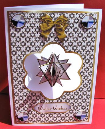 3D Gold Christmas Star Dangler Embellishment and Card Front by Christine Pagan