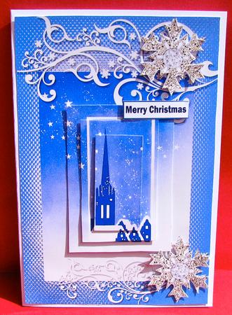 Vintage Church Steeple Merry Christmas by Christine Pagan
