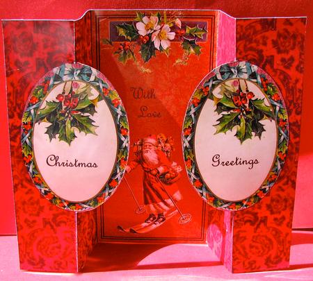 Christmas Holly Double Oval Fold Back Card by Christine Pagan
