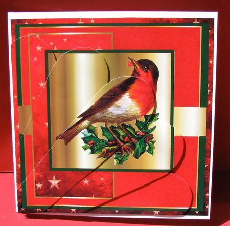 Christmas Robin Fan Shape by Christine Pagan
