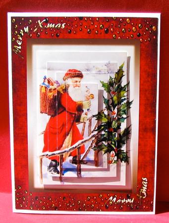 Santa Card Front with Pyramage by Christine Pagan
