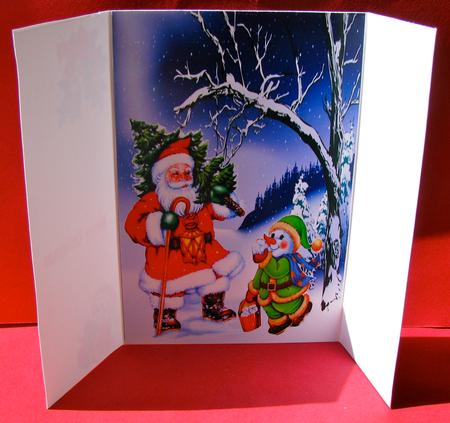 Santa and a Friendly Snowman, Gatefold by Christine Pagan